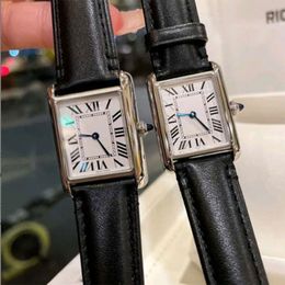 Classic quartz watch fashion womens watch leather strap stainless steel case high-quality watch square mens watch