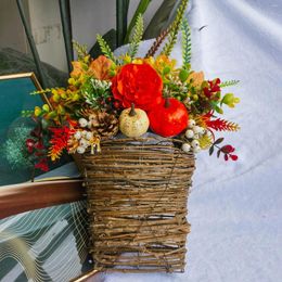 Party Decoration Pumpkin Flower Basket Wreath Simulation Rattan Door Hanging Christmas Wreaths For The Front