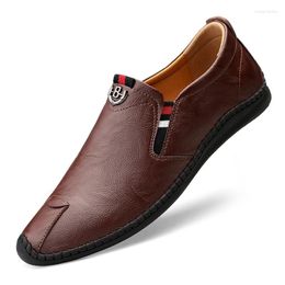 Casual Shoes Fashion Men Classic Luxury Leather Comfortable For Loafers Slip On Brown Summer Big Size 38-46