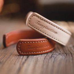 Bangles Maden Letter Leather Cuff Bracelets For Men Adjustable Handmade Wristband Khaki Bracelet Brown Print Indian Thunderbird Jewellery