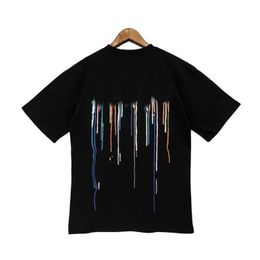 Fashion luxury t shirts for men women graphic shirts designer t shirt embroidered Colourful splash ink printed tshirt loose tees shorts sleeve clothes