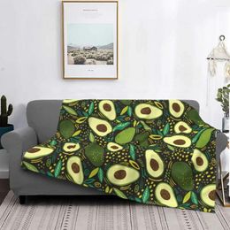 Blankets Avocado Flower Floral Blanket Flannel Spring Autumn Fruit Multifunction Lightweight Thin Throw For Sofa Travel Quilt