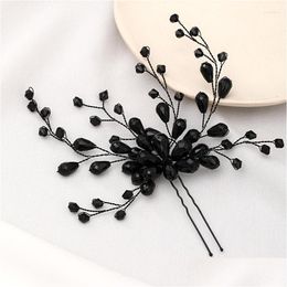 Hair Clips Barrettes Temperament Handmade Bridal Jewellery Black Personality Coiled U-Shaped Hairpin Suitable Girl Daily Decoration Ea D Otkll