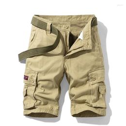 Men's Shorts Summer Cotton Cargo Men Outdoor Relaxed Fit Tactical With Pockets Solid Khaki Hiking Military Male