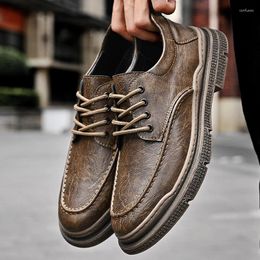 Casual Shoes Men Brand Breathable British Mens Sneakers 2024 Fashion Lace Up Soft Flats Driving Black