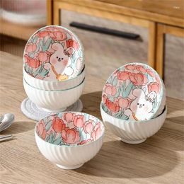 Bowls Gift Box No Fading Cartoon Cute Fresh Ins Wind Japanese Tableware Accessories Rice Bowl Ceramic Home Soup