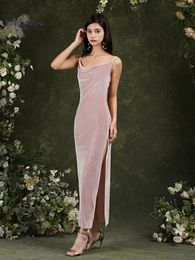 Casual Dresses MisShow Velvet High Slit Sheath Long For Women Sexy Backless Tied Back Straps Bandage Female Party Maxi Dress Night Club