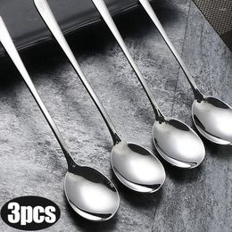 Spoons Stainless Steel Spoon Tableware Kitchen Cooking Utensil Tools Sliver Long Handle Soup Teaspoon Catering Coffee Scpoons