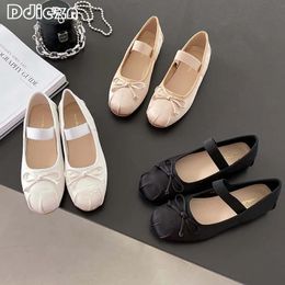 Ladies Ballet Flats In Sandal Lolita Casual Outside 2024 Atutmn Fashion Slides ButterflyKnot Female Mary Jane Shoes 240318