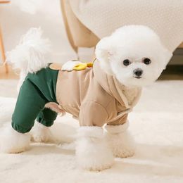 Dog Apparel Pet Coat Windproof Cotton Jacket Puppy Hooded Four-legged Winter Clothes