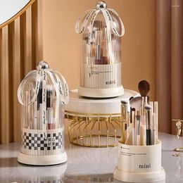 Storage Boxes 360° Rotating Makeup Brush Box Multi Grids Separated Cosmetic Organised Transparent Lid Eye Pencil Holder