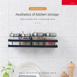Kitchen Storage Waterproof Rust-proof Seasoning Rack Strong Load-bearing Condiment Grid Design Wall-mounted Non-perforated