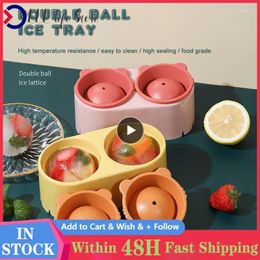 Baking Moulds Ice Cream Mold Plastic Whiskey 2 Cavity Bar Accessories Tool Tray Round Hockey Ball Maker Mould