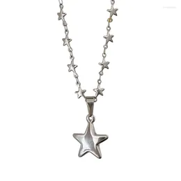 Pendant Necklaces 2024 Vintage Aesthetic Star Necklace For Women Hip Hop Pentagrams Chain Girls Jewelry Y2k Dropship