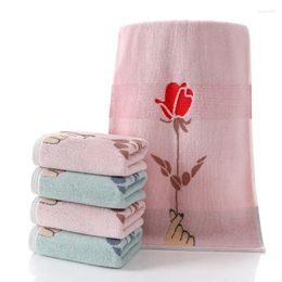 Towel T249A Good Quality Birthday Gift Water Absorbent Couple Rose Pattern Quick Dry Thick Pink Blue Face