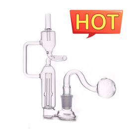 Thick heady Pyrex mini Clear Recycler Water Dab Rig Bong Comb Perc Percolator with 14mm male Glass oil burner Bowl Hookah Water Pipes for Tobacc