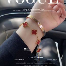 Vans High end niche exquisite double-sided four leaf clover five flower bracelet necklace for women in 18K light luxury gift for best friend