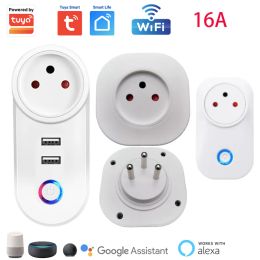 Control Tuya Smart 16A Israel Smart Plug WIFI Socket 220V Timing Countdown Smart Life APP Remote Control and Voice Control