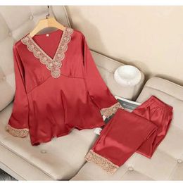 NG0J Sexy Pyjamas 4611c-4 Womens Silk Satin Pyjamas Pyjama set Sleepwear Pyjamas Suit Female Sleep Two Piece Set Loungewear Home Wear49b1-1 2404101