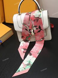 Luxury Silk Scarf Classic V Design Womens Headband Fashion Bag Scarfs Designer Scarf For Women Hair Thin Scarves Neck Tie Hair ties Two sided Silk fabric red 5*120cm