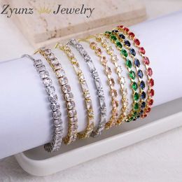 Chain 10 pieces fashionable zircon tennis bracelet suitable for women various shapes of crystal chains trendy and sexy party accessories Jewellery on the hand Q240401