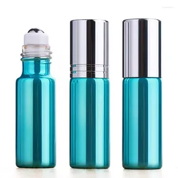 Storage Bottles 5ml Glass Roll-On Blue Refillable With Stainless Steel Roller Balls For Essential Oils Colognes & Perfumes