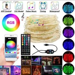 LED Strings Remote Control Led Light String Music Rhythm Bluetooth Lights Adjustable Brightness YQ240401