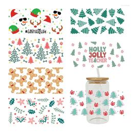 Window Stickers UV DTF Transfer Sticker Christmas Tree For The 16oz Libbey Glasses Wraps Bottles Cup Can DIY Waterproof Custom Decals D5981