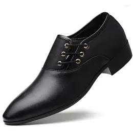 Dress Shoes Men's Brown Leather Business Casual Trendy Korean Style Breathable British Lace-up Pointed Toe