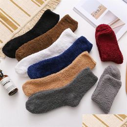 Mens Socks Style Autumn Winter Thick Casual Women Men Solid Thickening Warm Terry Fluffy Short Cotton Male Drop Delivery Apparel Under Dhzae