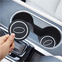 Anti-Slip Mats Car Water Cup Bottle Holder Pad Mat Silica Gel Protective Drop Delivery Automobiles Motorcycles Interior Accessories St Othci