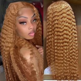 Wigs Brazilian Hair Honey Blonde Lace Front Wig Deep Wave Colored 13x4 Lace Frontal Wigs For Women 250 Density Deep Wave Synthetic Wig