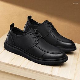 Dress Shoes Men Casual Leather Thick Bottom Non-slip Comfortable Wear-Resistant Fashion Wild Model Spring And Autumn Main Push