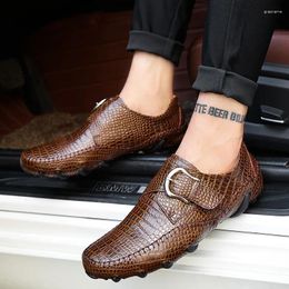 Casual Shoes Crocodile Skin Loafer Men Genuine Leather Slip-on Moccasins Handmade Male Outdoor Drive Walk Luxury Leisure