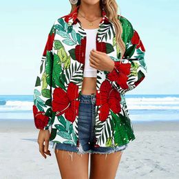 2024 Cross Border Women's Long Sleeved Shirt Polyester Spring/Summer Women's Shirt Printed Amazon Independent Station Hot Selling Top