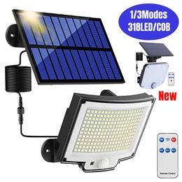 COB LED Solar Powered Light Outdoors PIR Motion Sensor Sunlight Waterproof Wall Garden Decor Emergency Street Security Lamp