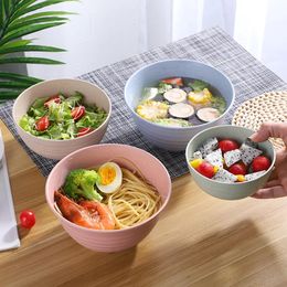 4pcs/set Wheat Straw Food Bowls Sets Breakfast Cereal Bowls Food Container for Salad Ramen Soup Tableware for Kids Family