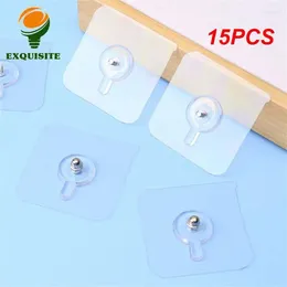 Hooks 15PCS Po Frame Pin Hole Free Door Hook Transparent Stainless Steel Waterproof And Durable Sticking Nail Wall