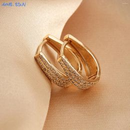 Hoop Earrings MHS.SUN Gold Plated Geometric Zircon For Women Girls Minimalist 2024 Trendy Female Wedding CZ Party Jewelry Gift