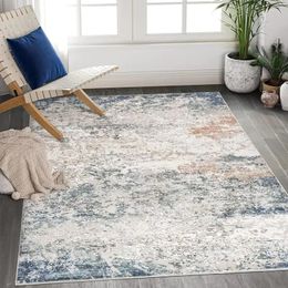 Carpets Art&Tuft Washable Abstract Area Rug With Anti-Slip Backing Machine (TPR18-Blue 9'x12')