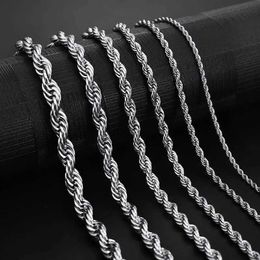 Pendant Necklaces 925 Sterling Silver 2/3/4MM 16-24 Inches Rope Chain Necklace For Men Women Fashion Punk Wedding Party Gifts Jewellery 240330