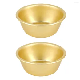 Dinnerware Sets 2pcs Makgeolli Bowls For Korean Rice Soup Cups Home Camping ( Golden )