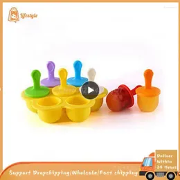 Baking Moulds 1PCS Cavities Silicone Baby Food Container Ice Cream Popsicle Moulds With Colourful Sticks Bar Dessert Jelly Maker