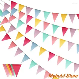 Party Decoration 6pcs/set Colorful Hanging Banner Home Decor Linen Pennant Flags For Birthday Wedding Supplies Garland Bunting