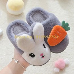 Baby Girls Cotton Winter Childrens Cute Rabbit Plush Slippers Boys Fashion Home Indoor Shoes Furry Kids Shoes 240322