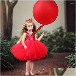 Girls Dresses Girl Baby Baptism Dress Toddler Birthday Party Sparkle Sequins Princess Pink Tle Tutu 1-5T Drop Delivery Kids Maternity Dh2Rj