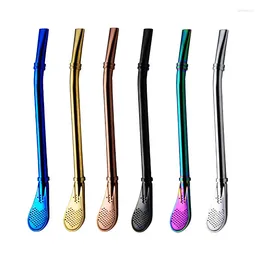 Drinking Straws Colorful 304 Stainless Steel Tea Spoon Filter Reusable Tools Bar Accessories