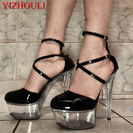 Dance Shoes Crystal Foot Nude Thin Belt 15CM Sexy Ultra High Heel Pole Dancing/performance/star/model Wedding Dancing