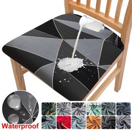 Chair Covers Waterproof Printed Cover Stretch Seat Solid Color Most Dining Case For El Home Restaurant