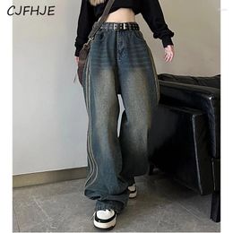 Women's Jeans CJFHJE Vintage Blue High Waist Women Fashion Loose Wide Leg Denim Pants Female Casual All Match Trousers Lady Autumn